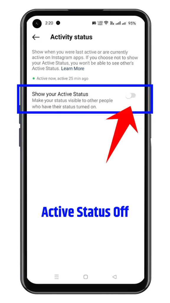Instagram par active off kaise kare Step - 07