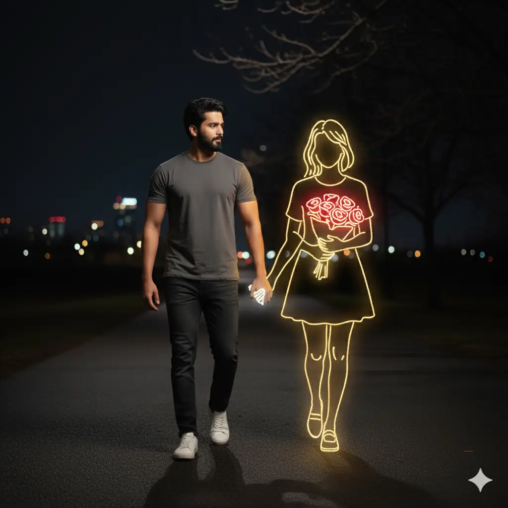 AI Glowing Walk With  Girlfriend Google AI Gemini Image Prompt
