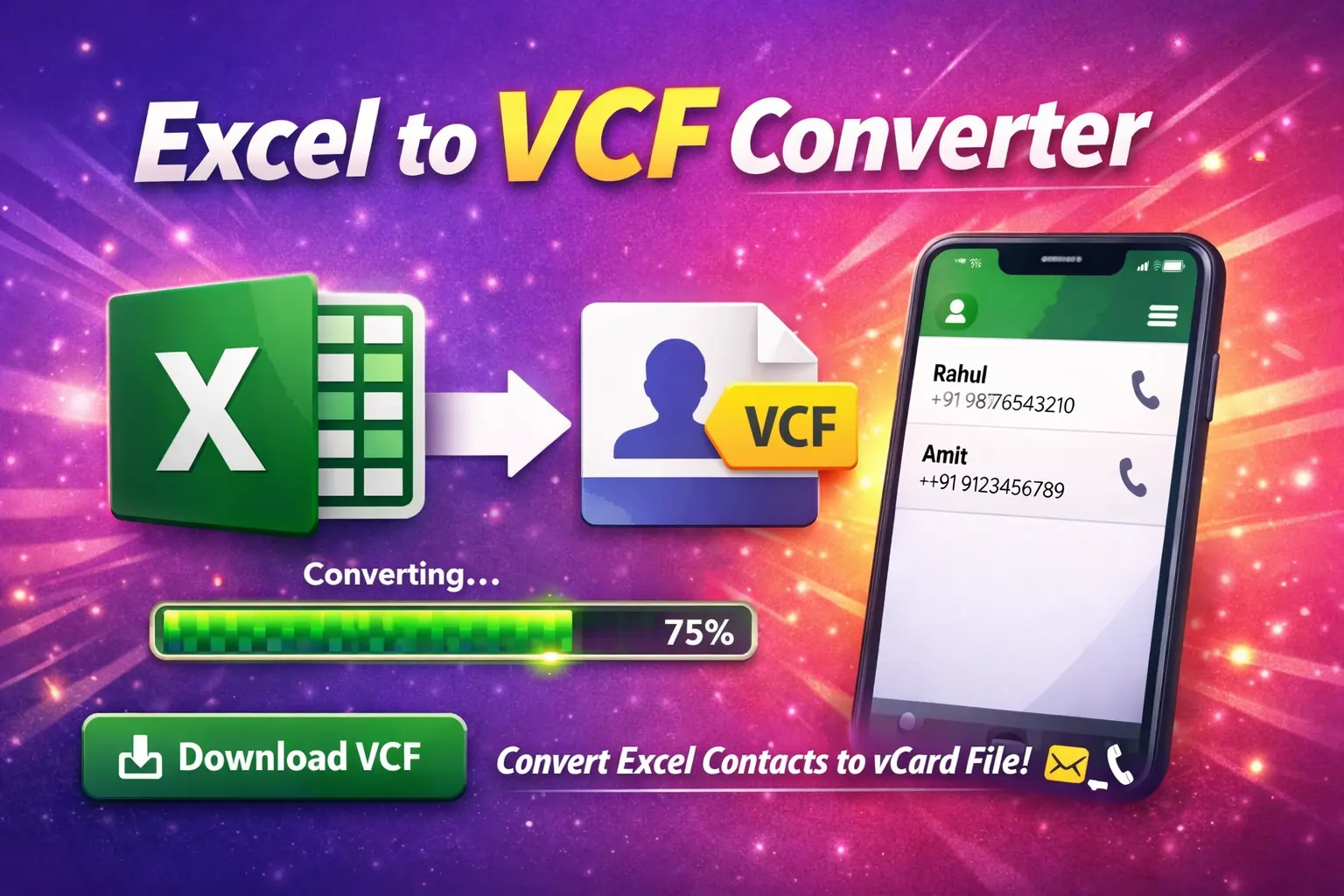 Free Excel to VCF Converter Tool